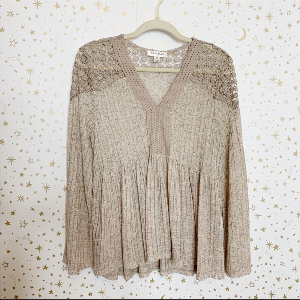 Carmel Neutral Lightweight Lace Blouse